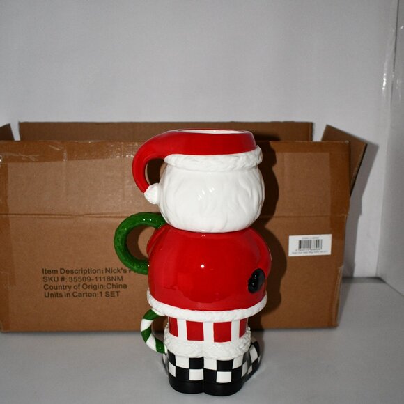 MacKenzie-Childs Nick's Pick Santa Mug Tower, Set of 3 #35509-1118NM NWT - Picture 2 of 6